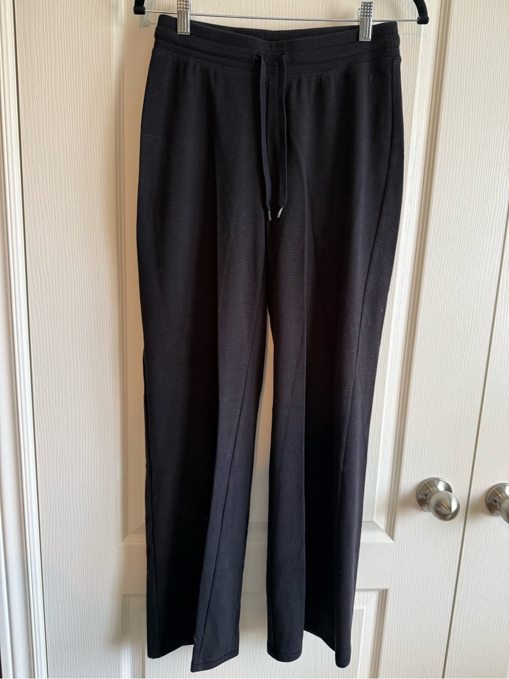Aritzia Black TNA Wide-Leg Waffle Knit Pants